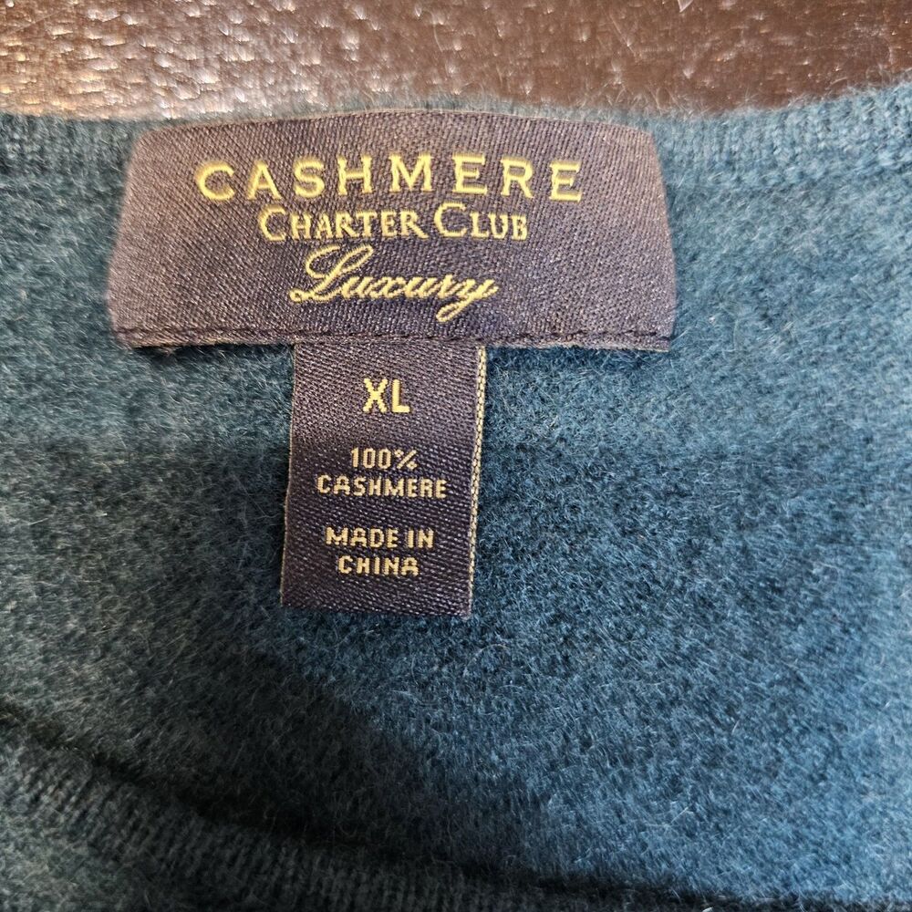 Charter Club Luxury 100% Cashmere Sweater Womens XL Teal Green Minimalist M220 - Picture 6 of 8